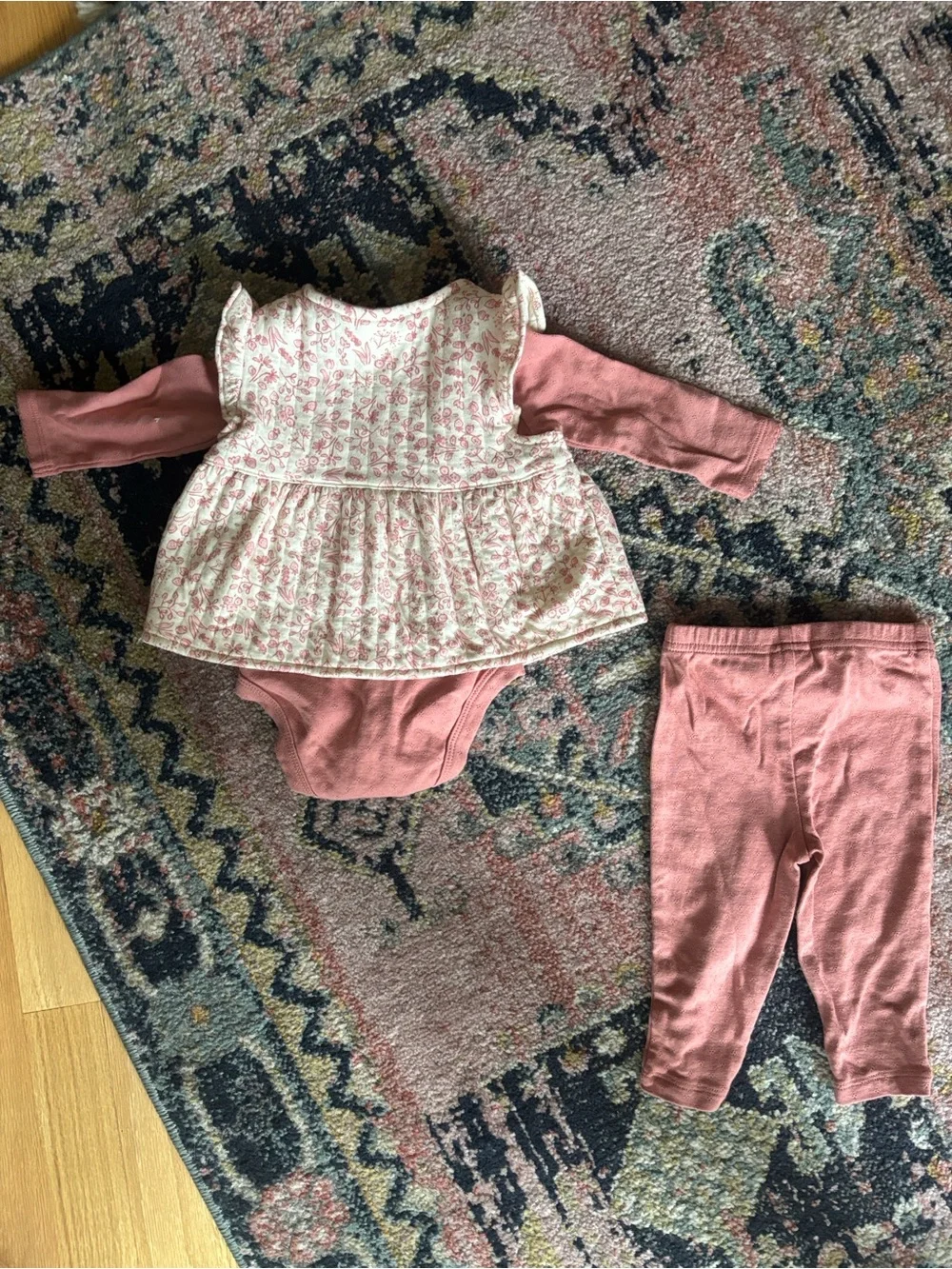 Carter’s Baby Girl 3-Piece Floral Little Vest Set Pink Pointelle Fall 6M 6 Month